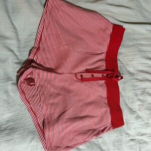 LOFT Red and White Striped sleep Shorts